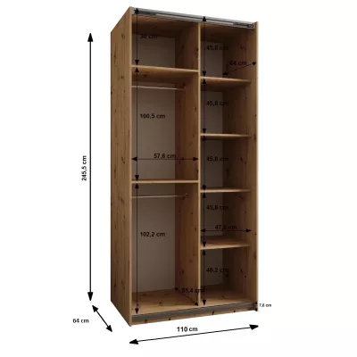 Dvoudveřová skříň SAMARA 1 - 110 cm, kašmír / stříbrná