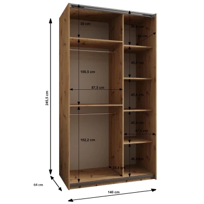 Dvoudveřová skříň SAMARA 1 - 140 cm, kašmír / zlatá