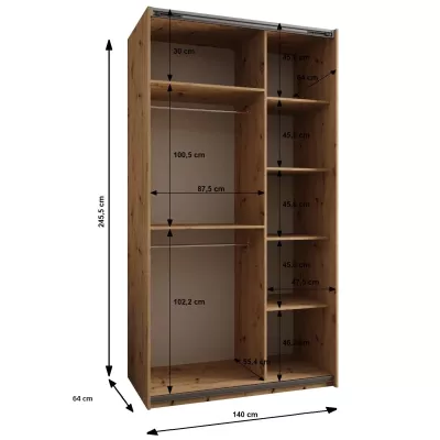 Dvoudveřová skříň SAMARA 1 - 140 cm, kašmír / stříbrná