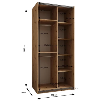 Dvoudveřová skříň SAMARA 3 - 110 cm, kašmír / stříbrná