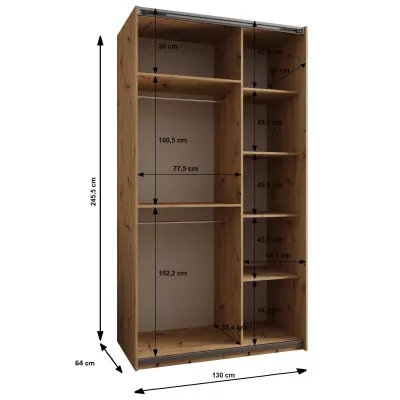 Dvoudveřová skříň SAMARA 4 - 130 cm, kašmír / stříbrná