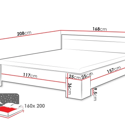 Manželská postel 160x200 s roštem ZAWIS - dub lefkas / bílá