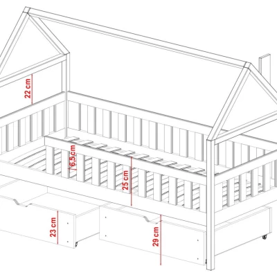 Dětská jednolůžková postel domeček 80x190 MARTINA - bílá