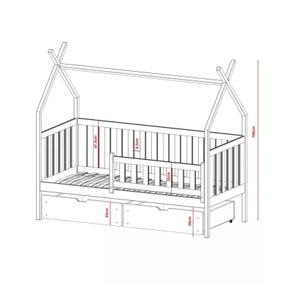 Dětská postel domeček 80x160 KATY - borovice