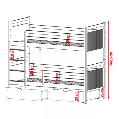Dětská palanda se šuplíky 80x200 LIGIA - borovice