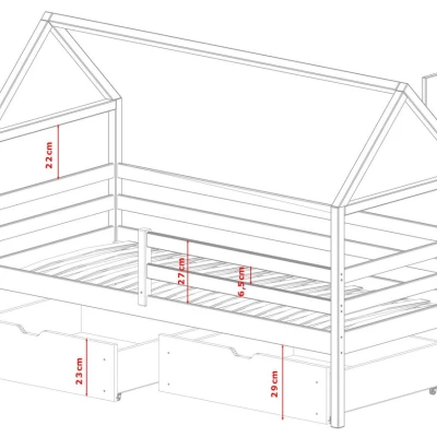Dětská postel domeček 80x190 ALIA - borovice
