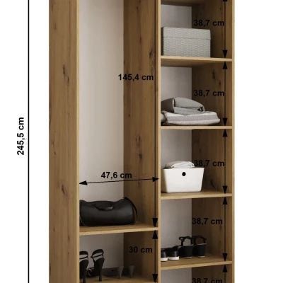 Šatní skříň s policemi 100/40 LORENA 2 - kašmír / zlatá