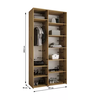 Šatní skříň s policemi 120/50 LORENA 2 - kašmír / zlatá