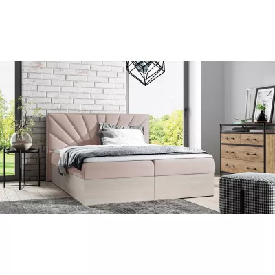 Kontinentální postel 140x200 CHANTELLE 7 - nordic teak / růžová + topper ZDARMA