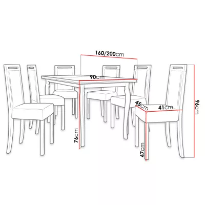 VÝPRODEJ - Jídelní sestava pro 6 osob SILLE 14 - ořech / hnědá