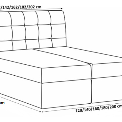 VÝPRODEJ - Kontinentální postel 140x200 MARGITA - černá + topper ZDARMA