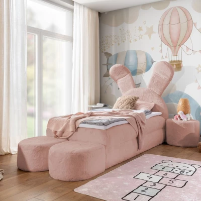 Designová dětská postel 100x200 INELA - růžová + topper ZDARMA