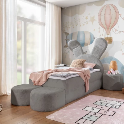 Designová dětská postel 100x200 INELA - šedá + topper ZDARMA