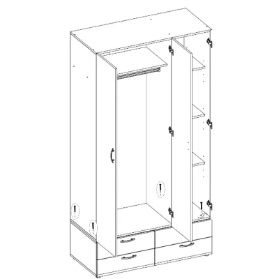 Třídveřová šatní skříň 111 cm RICHLAND - dub artisan / bílá