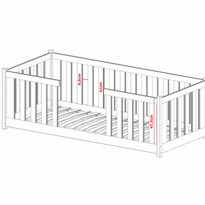 VÝPRODEJ - Dětská postel se zábranami NORENE - 80x180, bílá