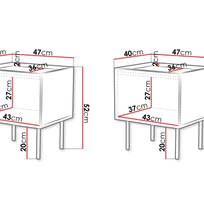 Set 2x noční stolek NOXA - kašmír