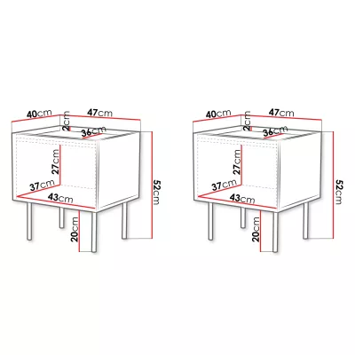 Set 2x noční stolek NOXA - kašmír