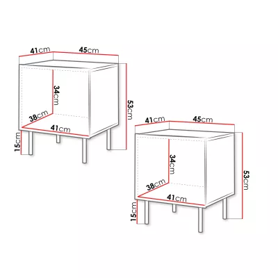 Set 2x noční stolek ANGET - ořech