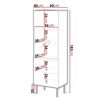 Vysoká vitrína do obýváku ANGET - ořech