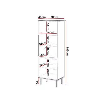 Vysoká vitrína do obýváku ANGET - ořech