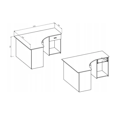 Rohový psací stůl COSTAS - bílý