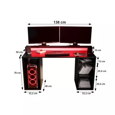 Počítačový stůl LAMAR 1 s LED osvětlením - černý