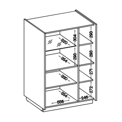 Nízká prosklená vitrína HELENE - béžová / ořech okapi