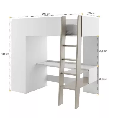Multifunkční dětská patrová postel 90x200 MILIA - congo / bílá