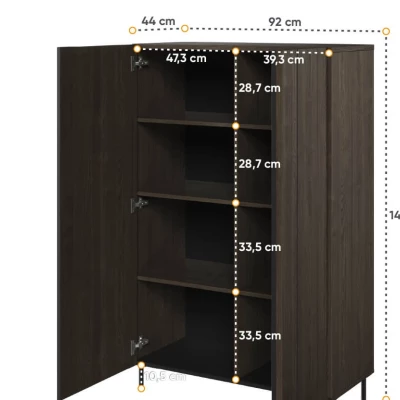 Nízká policová skříň 92 cm MEXIA - jasan portland / černá