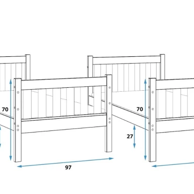Dětská patrová postel 90x190 EUNIKA - přírodní