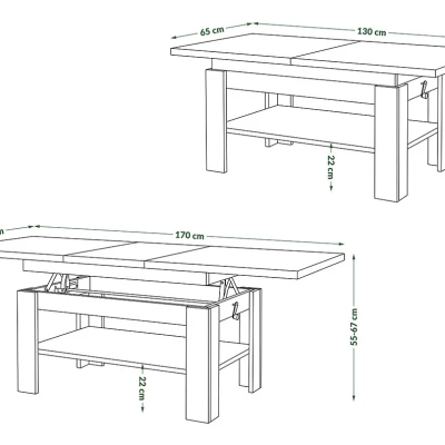 Rozkládací konferenční stolek GIZMO - dub hnědý / bílý