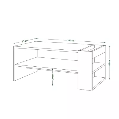 Moderní konferenční stolek ZELDA - dub wotan / bílý