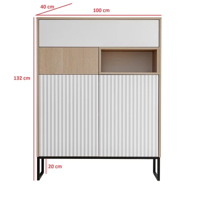 VÝPRODEJ - Kombinovaná komoda NAVASOTA 1 - scandi / alpská bílá
