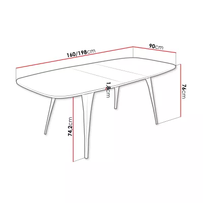 Jídelní rozkládací stůl STIWI - mramor světlý / černý