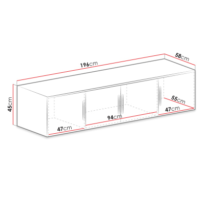VÝPRODEJ - Nástavba na šatní skříň OFELIA D4 - šířka 196 cm, dub sonoma