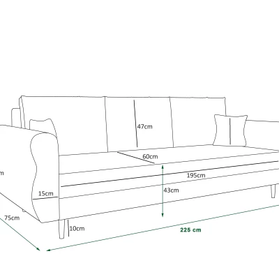 Pohodlná rozkládací pohovka SAFINA - zelená