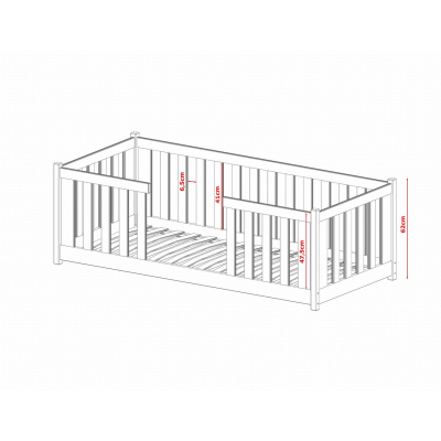 VÝPRODEJ - Dětská postel se zábranami NORENE - 90x200, bílá