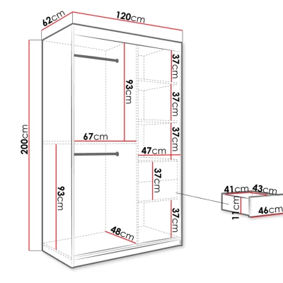 Úzká šatní skříň 120 cm se zrcadlem a šuplíky CARSON 1 - bílý mramor / bílá / zlatá