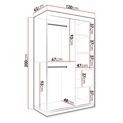 Úzká šatní skříň 120 cm se zrcadlem CARSON 1 - bílý mramor / bílá / zlatá