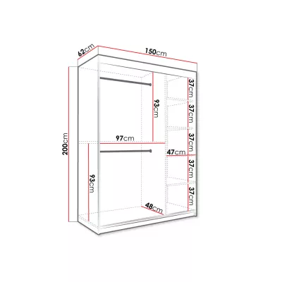 Šatní skříň 150 cm se zrcadlem CARSON 1 - bílý mramor / bílá / zlatá