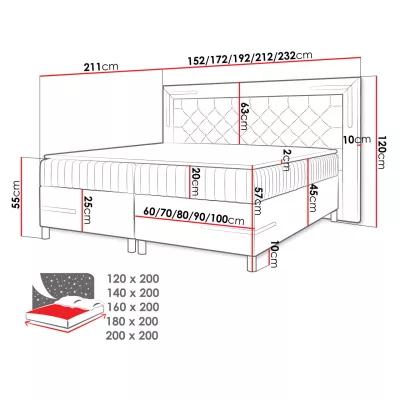 Dvojlůžková kontinentální postel 180x200 BELIA 2 - hořčicová + LED a topper ZDARMA