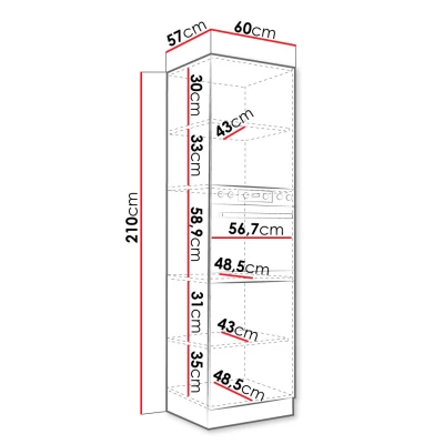 Vysoká skříňka 60 cm na vestavnou troubu ZHILAN 2 - dub lancelot / lesklá bílá