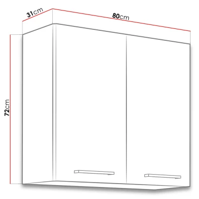 Kuchyňská horní dvoudveřová skříňka 80 cm ZHILAN - dub lancelot / lesklá bílá