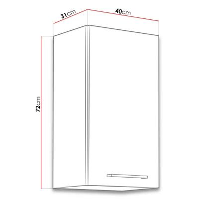 Horní kuchyňská vysoká skříňka 40 cm ZHILAN - dub lancelot / lesklá bílá