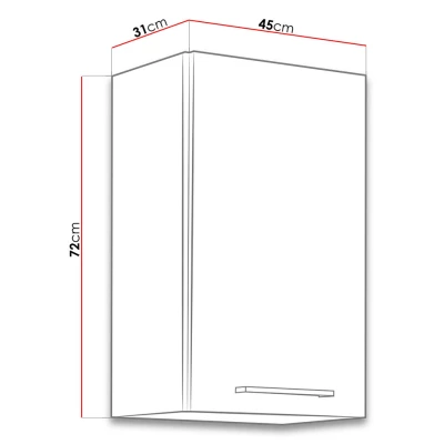 Horní kuchyňská vysoká skříňka 45 cm ZHILAN - dub lancelot / lesklá bílá