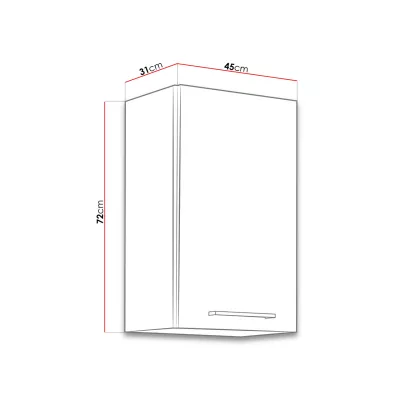 Horní kuchyňská vysoká skříňka 45 cm ZHILAN - dub lancelot / lesklá bílá