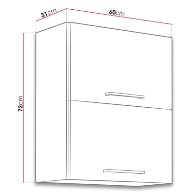 Kuchyňská horní dvoudveřová skříňka 60 cm ZHILAN - dub lancelot / lesklá bílá