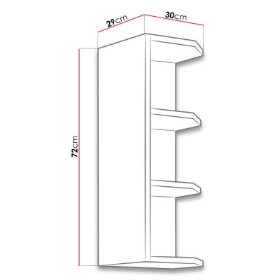 Horní rohová kuchyňská policová skříňka 30 cm ZHILAN - dub lancelot