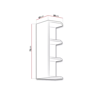Horní rohová kuchyňská policová skříňka 30 cm ZHILAN - dub lancelot