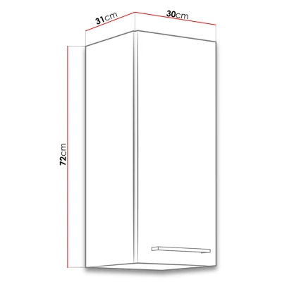 Horní uzavřená kuchyňská skříňka 30 cm ZHILAN - dub lancelot / lesklá bílá